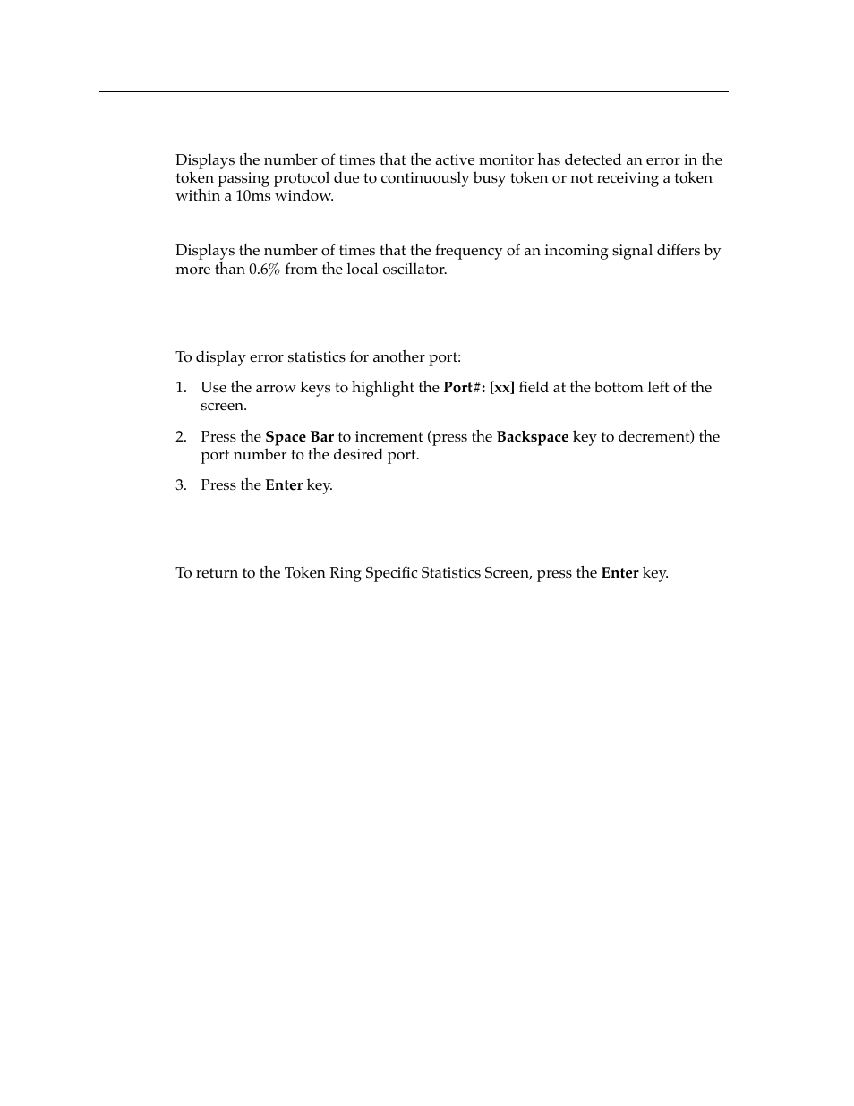 Displaying error statistics for another port | Cabletron Systems 9T427-16 User Manual | Page 16 / 16