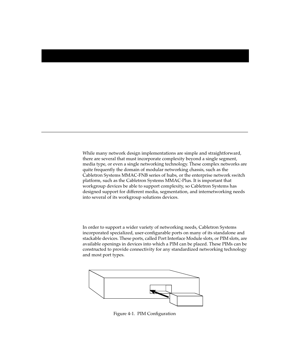 Pims and brims, Port interface modules, Chapter 4 | Port interface modules -1, Device | Cabletron Systems switches User Manual | Page 31 / 132