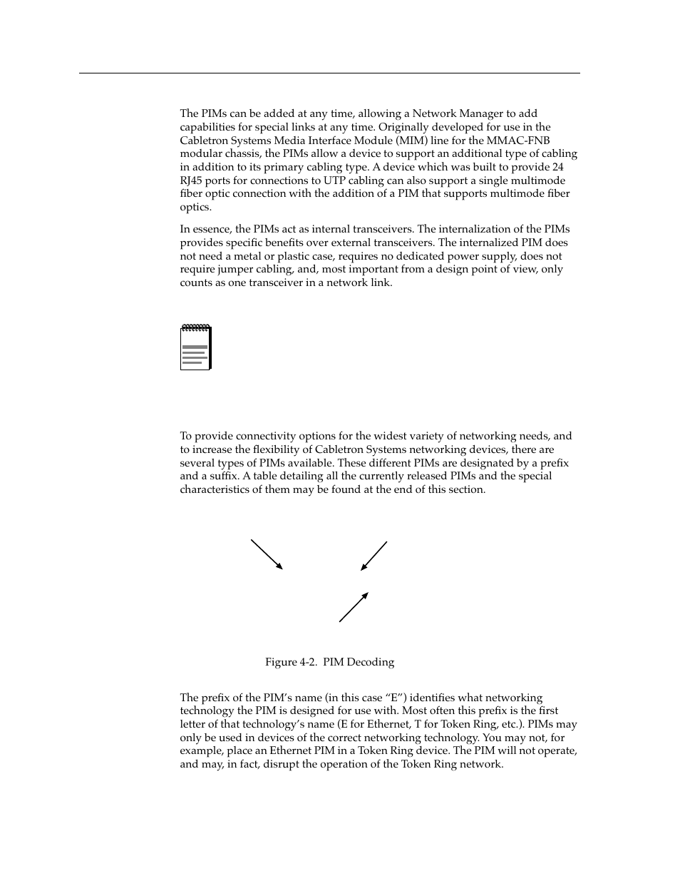 Types of pims, Types of pims -2, Epim-f2 | Cabletron Systems switches User Manual | Page 32 / 132