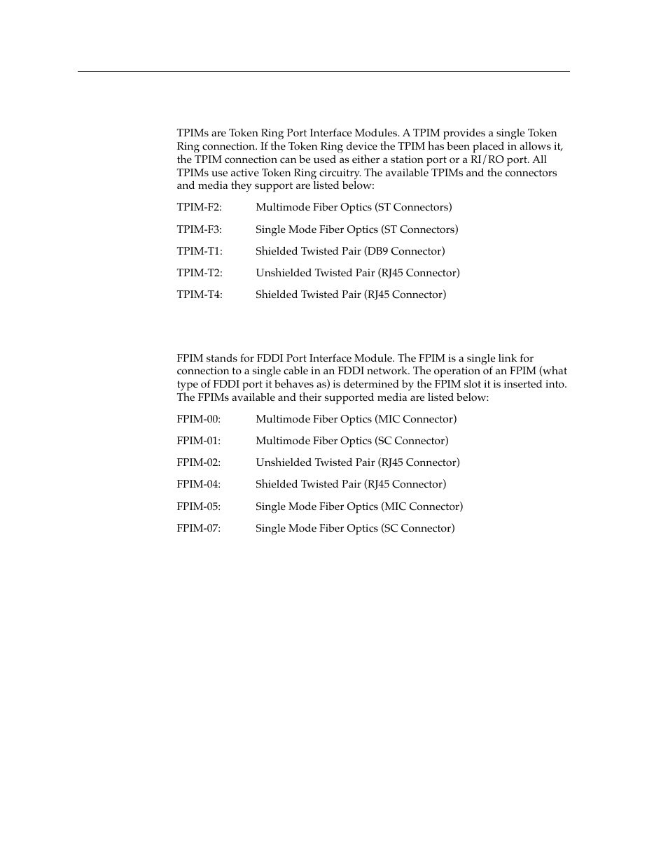 Tpims, Fpims | Cabletron Systems switches User Manual | Page 34 / 132