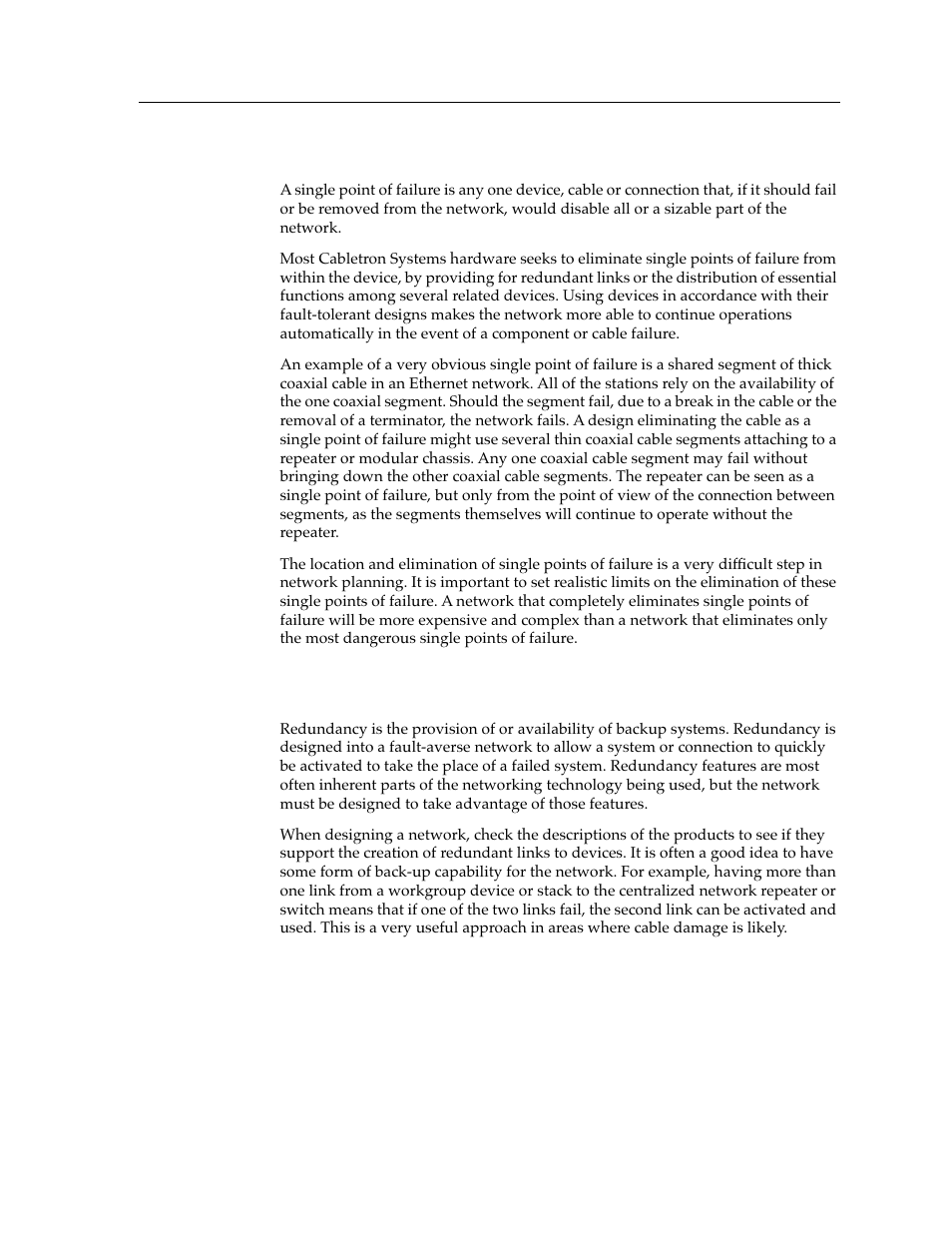 Single points of failure, Redundancy | Cabletron Systems switches User Manual | Page 53 / 132