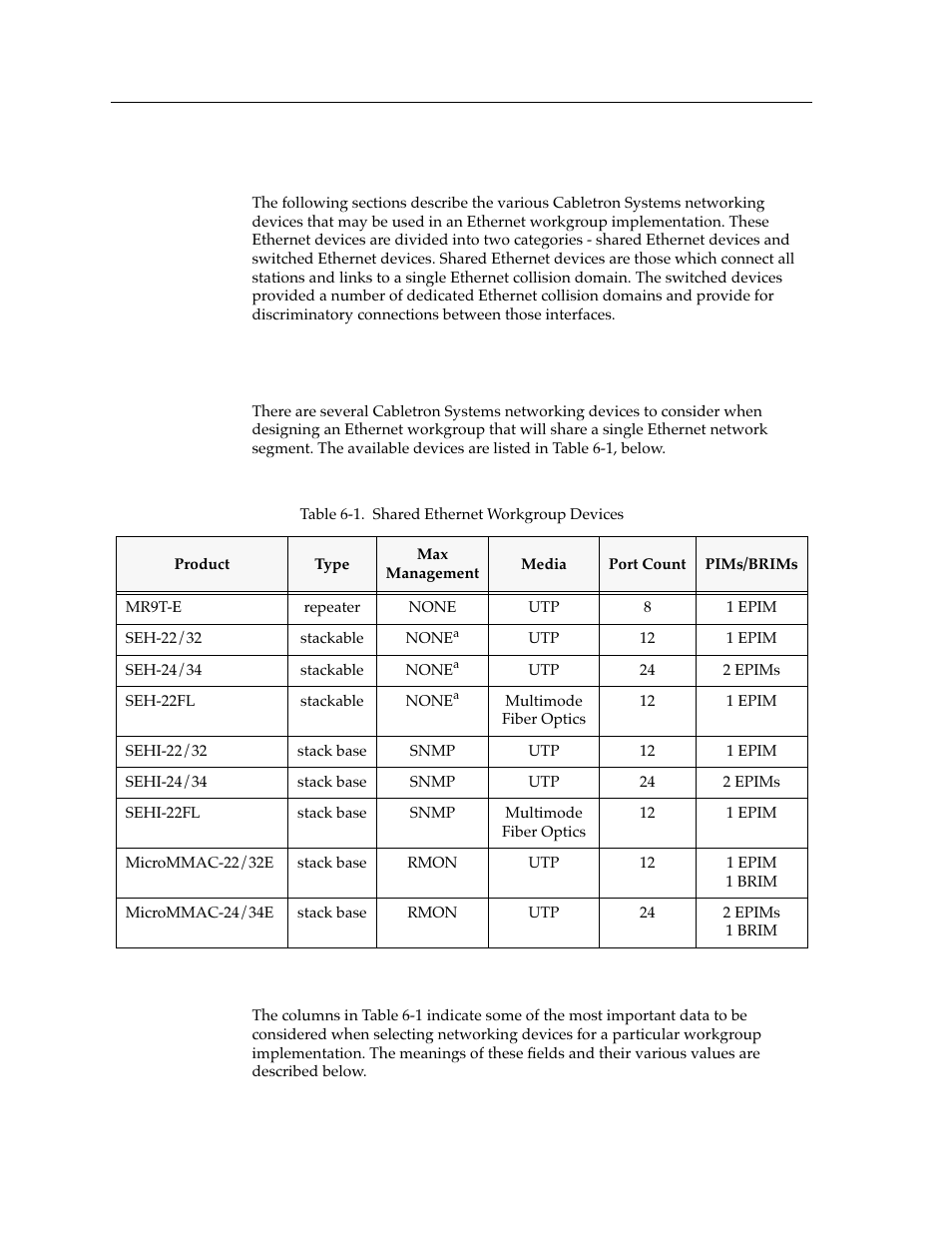 Ethernet workgroup devices, Shared devices, Ethernet workgroup devices -2 | Shared devices -2 | Cabletron Systems switches User Manual | Page 64 / 132