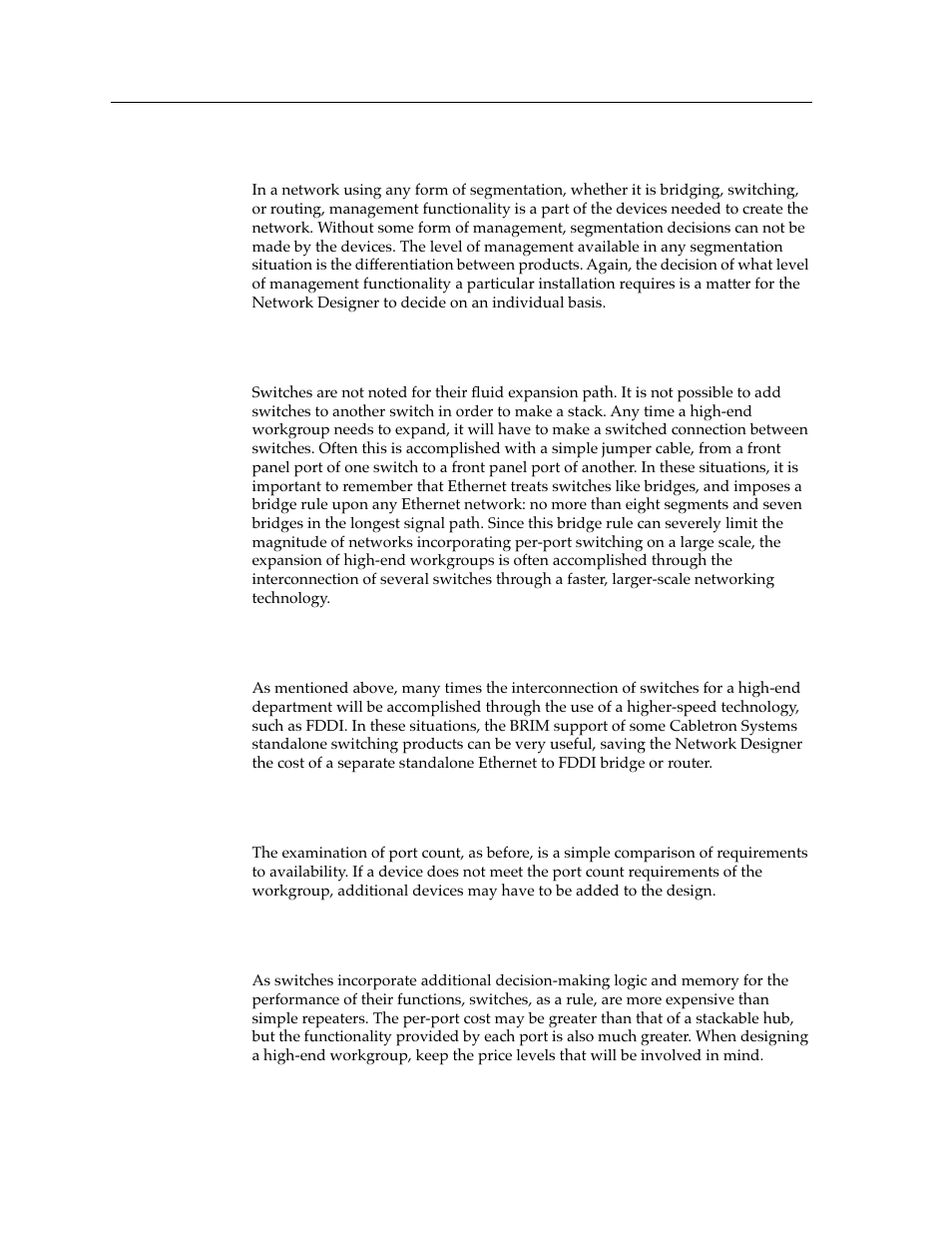 Management, Expandability, Interconnection | Port count, Price | Cabletron Systems switches User Manual | Page 82 / 132