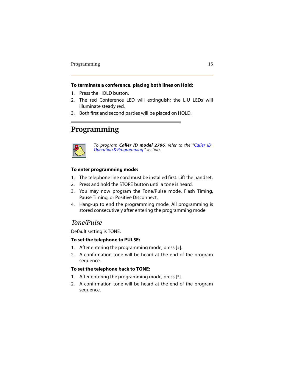 Programming, Tone/pulse | Cabletron Systems STARPLUS 2700 Series User Manual | Page 19 / 36