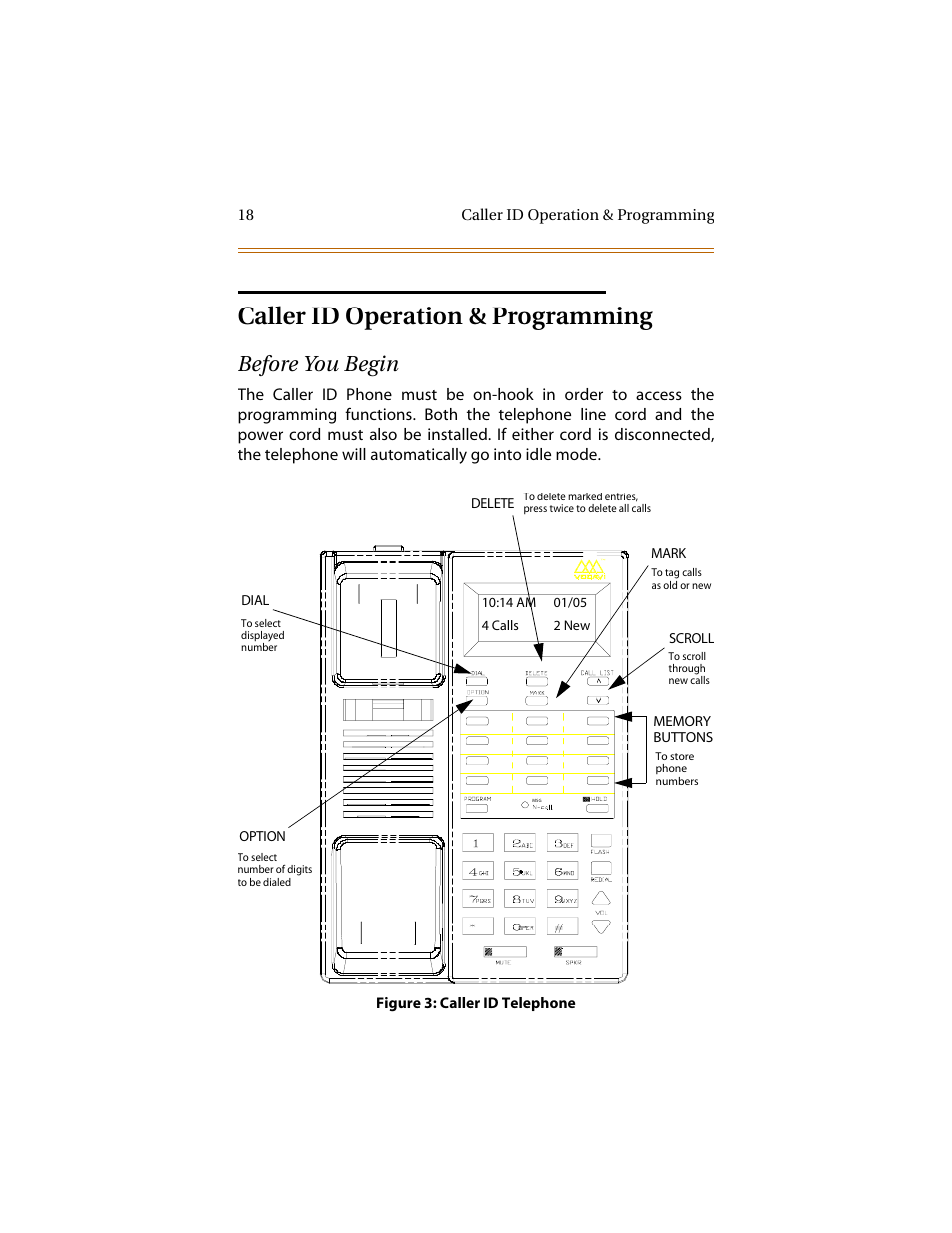 Caller id operation & programming, Before you begin | Cabletron Systems STARPLUS 2700 Series User Manual | Page 22 / 36