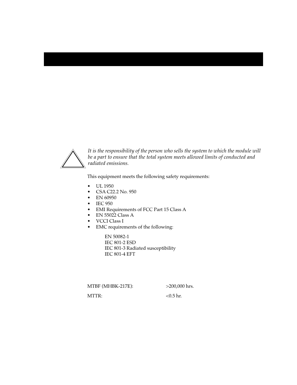 General specifications, Safety, Service | Chapter 5 | Cabletron Systems FDDI Repeater User Manual | Page 25 / 29