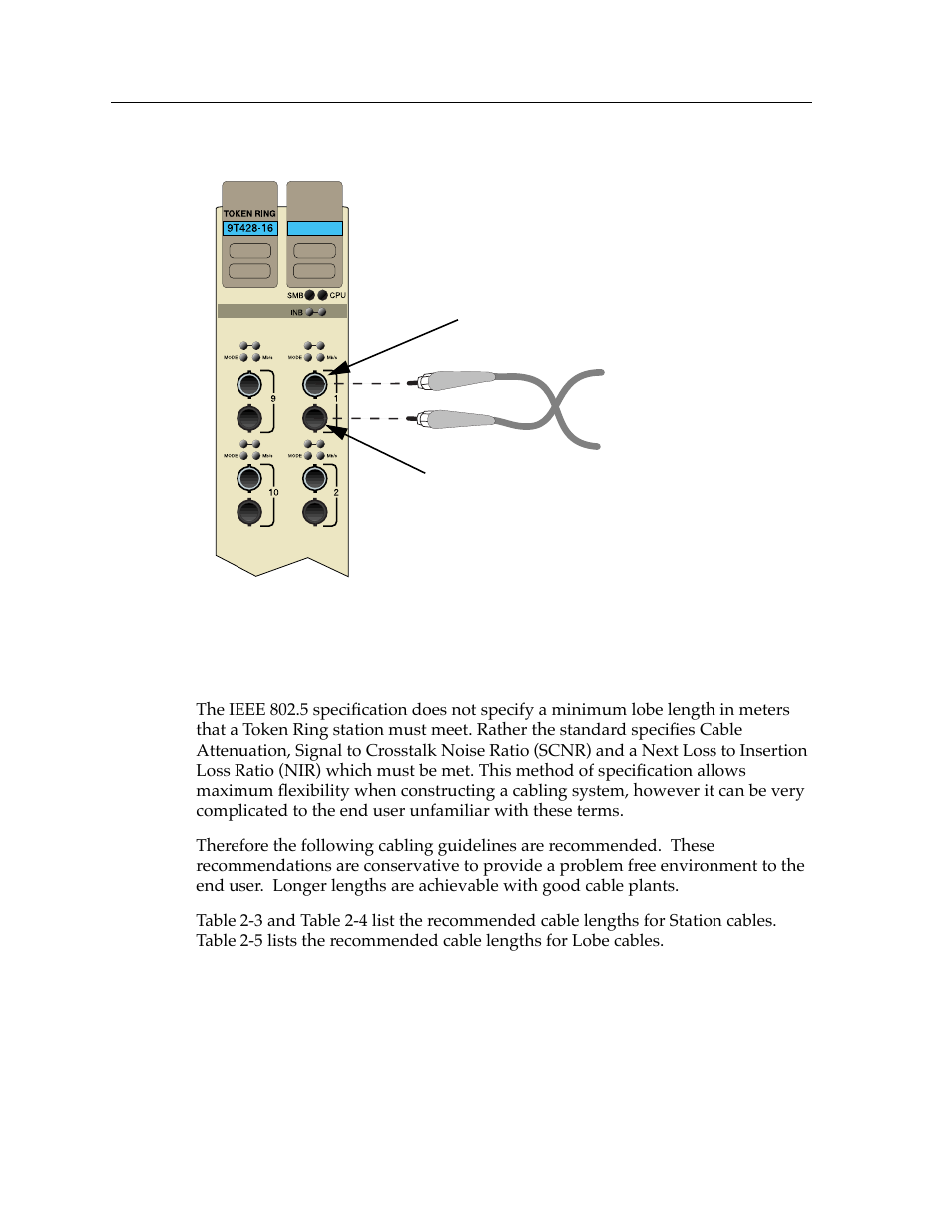 Recommended cable lengths, Recommended cable lengths -8 | Cabletron Systems 9T428-16 User Manual | Page 22 / 40