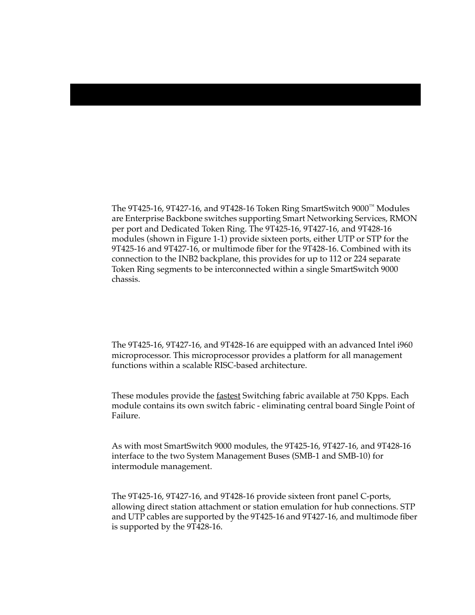 Introduction, Features, Chapter 1 | Features -1 | Cabletron Systems 9T428-16 User Manual | Page 9 / 40