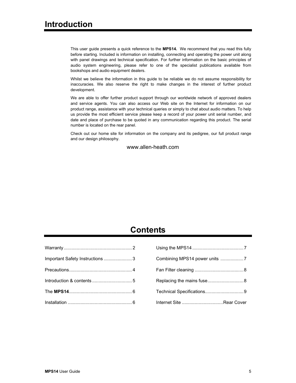 Allen & Heath MPS14 User Manual | Page 5 / 10