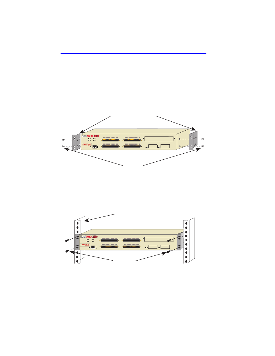 Figure 3-3 installing the rackmount brackets, Reset, Screws (4) rackmount brackets (2) | Screws (4) 19-inch rack | Cabletron Systems 2E43-51R User Manual | Page 30 / 168