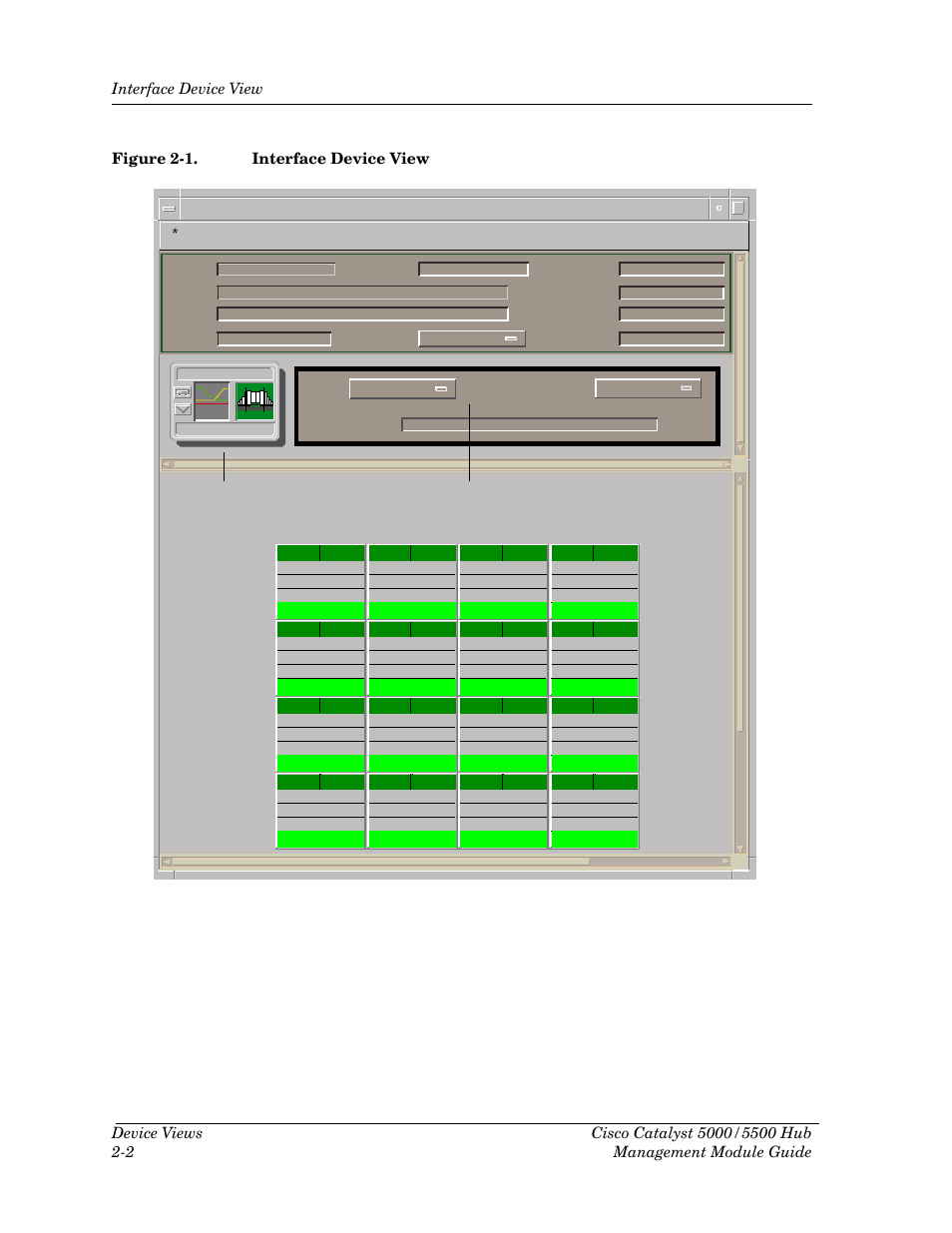 Figure 2-1, Interface device view -2 | Cabletron Systems 5500 User Manual | Page 23 / 83