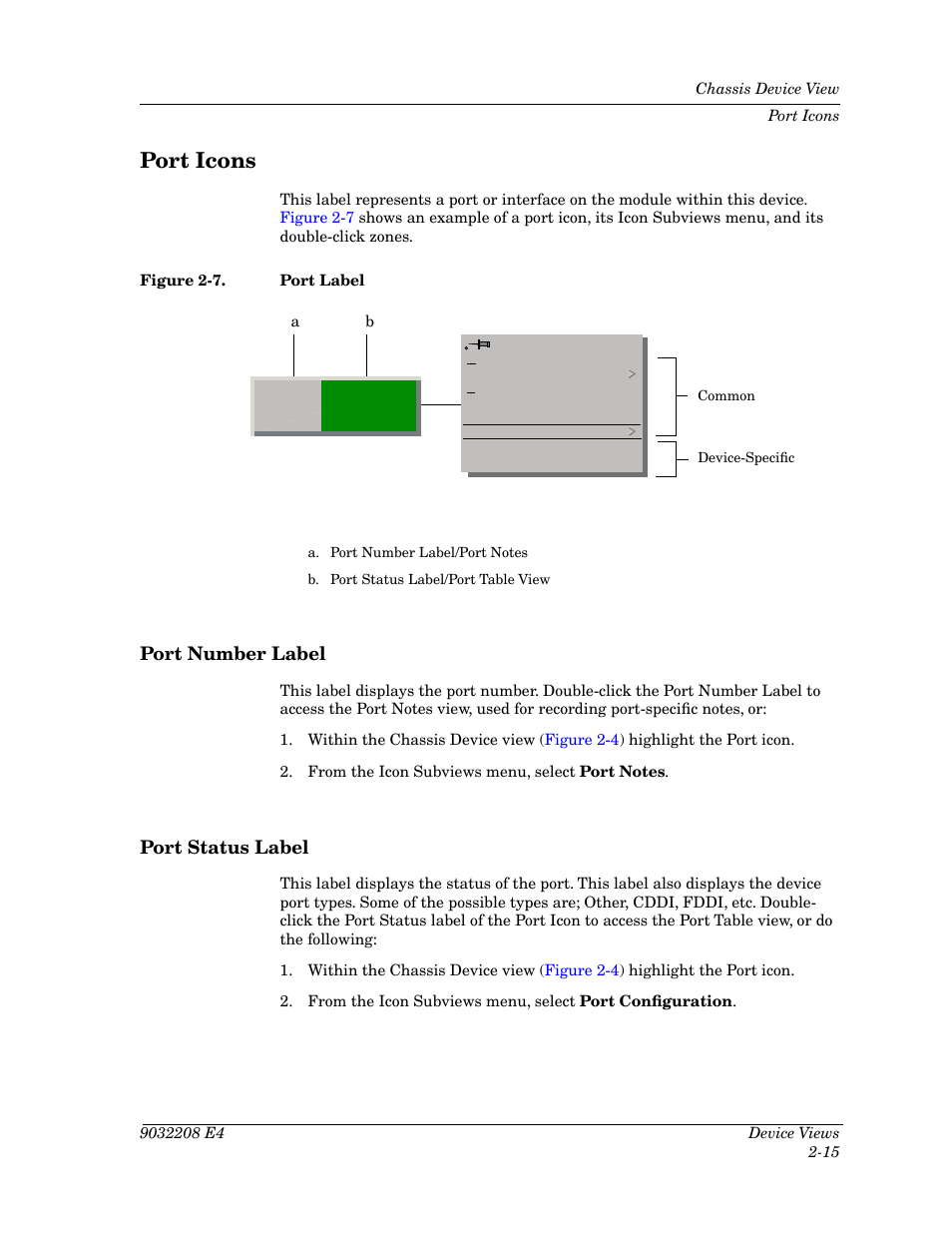 Port icons, Port number label, Port status label | Port icons -15, Port number label -15 port status label -15, Figure 2-7, Port label -15 | Cabletron Systems 5500 User Manual | Page 36 / 83