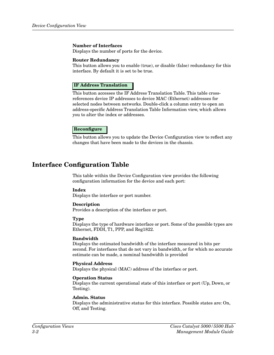 Interface configuration table, Interface conþguration table -2, Interface conþguration table | Cabletron Systems 5500 User Manual | Page 41 / 83