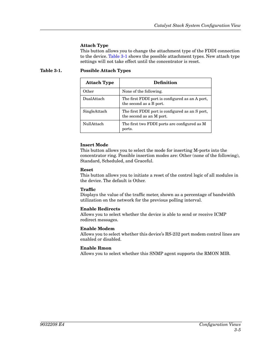 Table 3-1, Possible attach types -5 | Cabletron Systems 5500 User Manual | Page 44 / 83