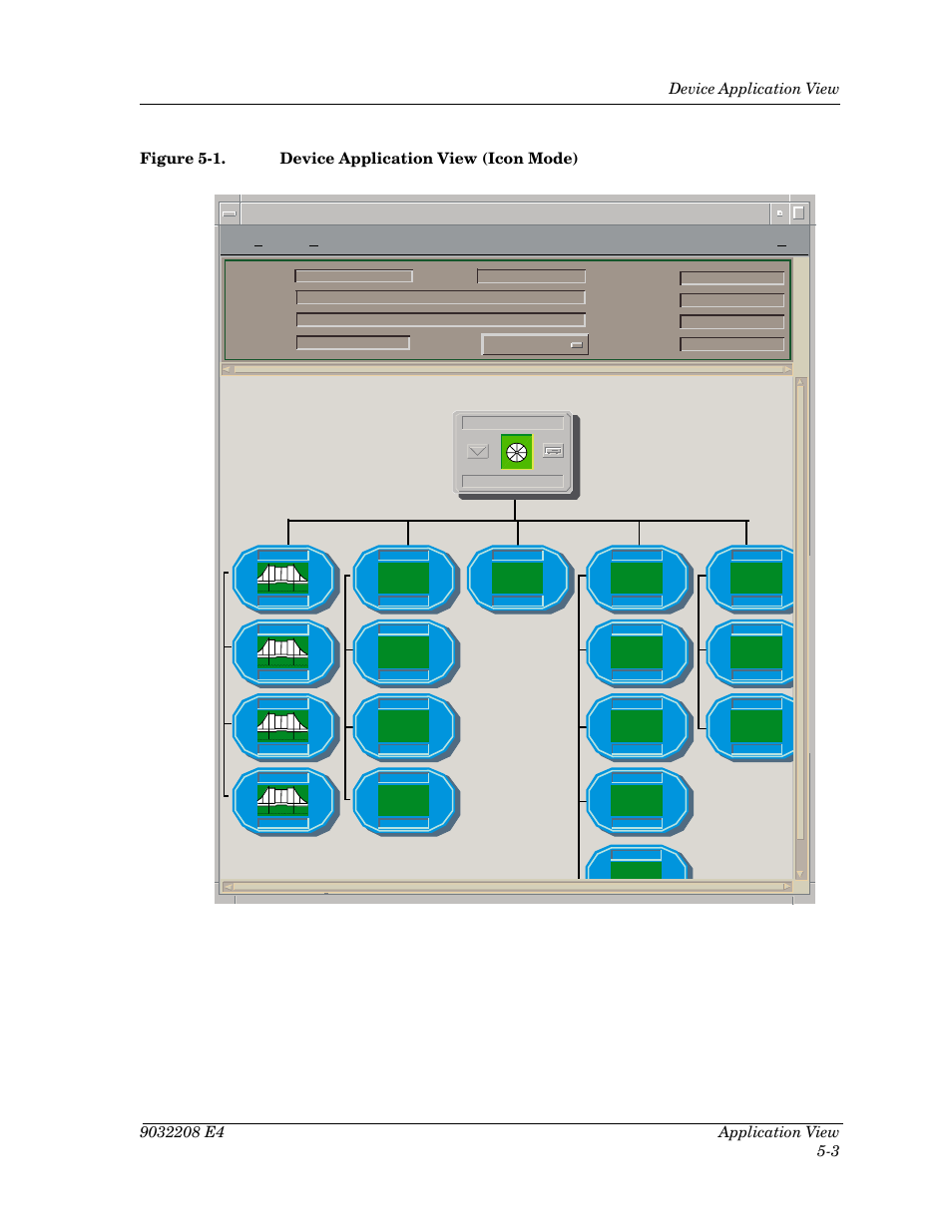 Figure 5-1, Device application view (icon mode) -3, Model name hubcat5000 | Cabletron Systems 5500 User Manual | Page 60 / 83