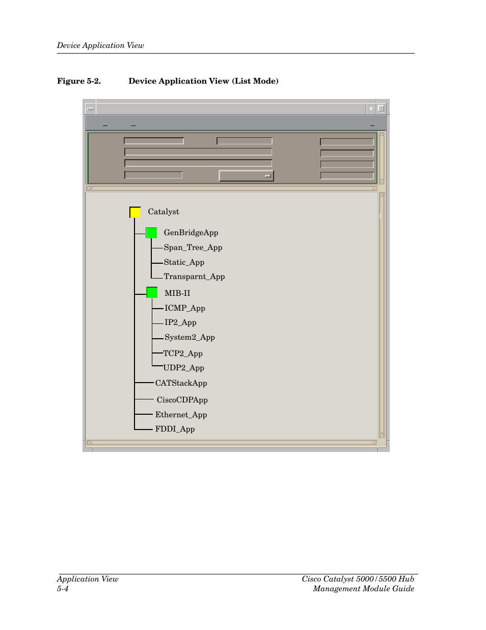 Figure 5-2, Device application view (list mode) -4 | Cabletron Systems 5500 User Manual | Page 61 / 83