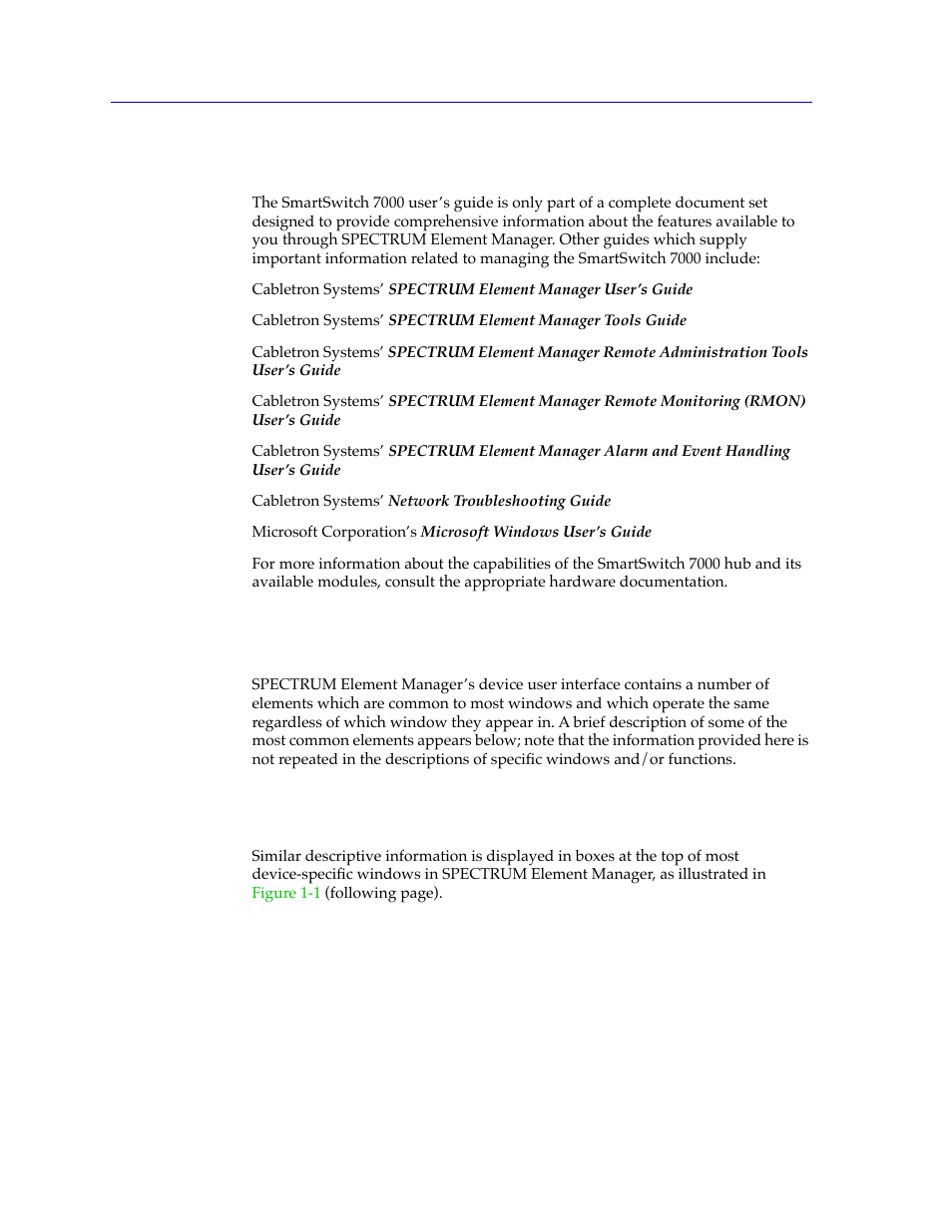Related manuals, Software conventions, Common window fields | Related manuals -4 software conventions -4, Common window fields -4 | Cabletron Systems Lancast Media Converter 7000 User Manual | Page 12 / 108