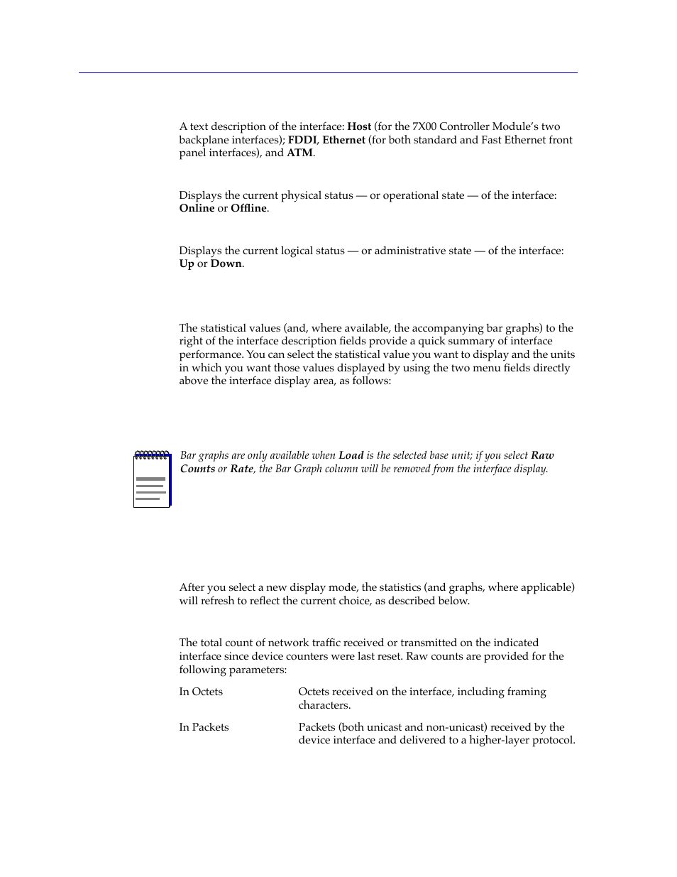 Interface performance statistics/bar graphs, Interface performance statistics/bar graphs -16 | Cabletron Systems Lancast Media Converter 7000 User Manual | Page 32 / 108