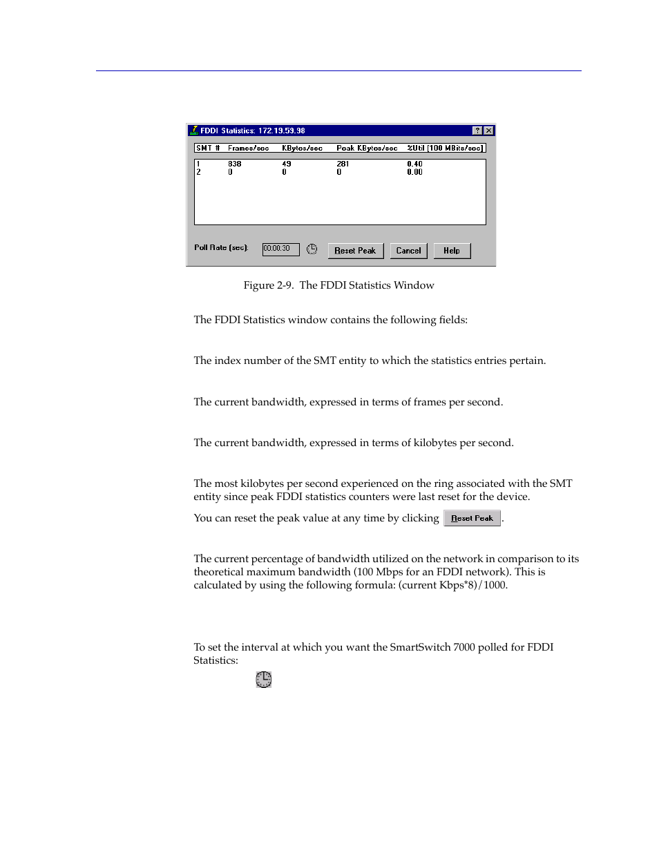 Setting the fddi statistics polling interval, Setting the fddi statistics polling interval -21 | Cabletron Systems Lancast Media Converter 7000 User Manual | Page 37 / 108