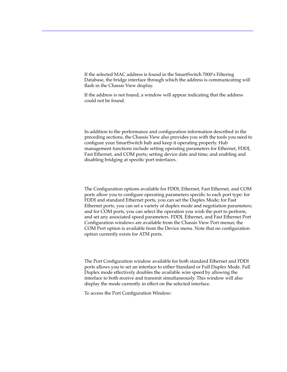 Managing the hub, Configuring ports, Configuring ethernet and fddi ports | Managing the hub -23, Conþguring ports -23, Conþguring ethernet and fddi ports -23, For details, Note that ther | Cabletron Systems Lancast Media Converter 7000 User Manual | Page 39 / 108