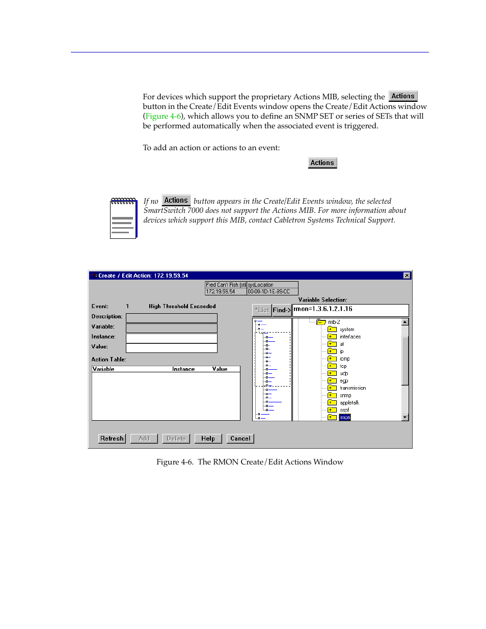 Adding actions to an event, Adding actions to an event -23, For mor | Cabletron Systems Lancast Media Converter 7000 User Manual | Page 81 / 108