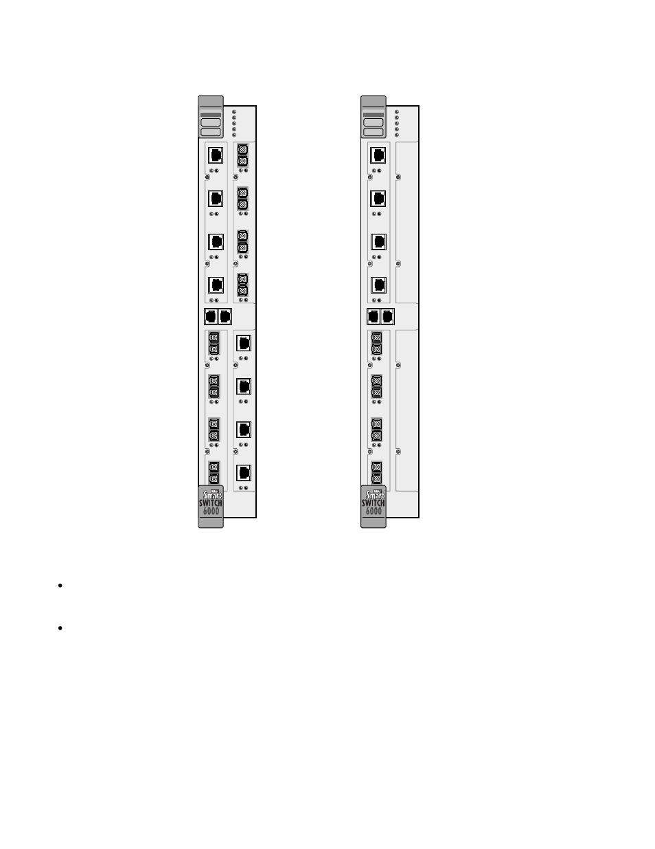 Figure 2-1 6a000-04 and 6a000-02 front panels, 6a000-04 and 6a000-02 front panels -2 | Cabletron Systems SmartCell 6A000 User Manual | Page 20 / 102