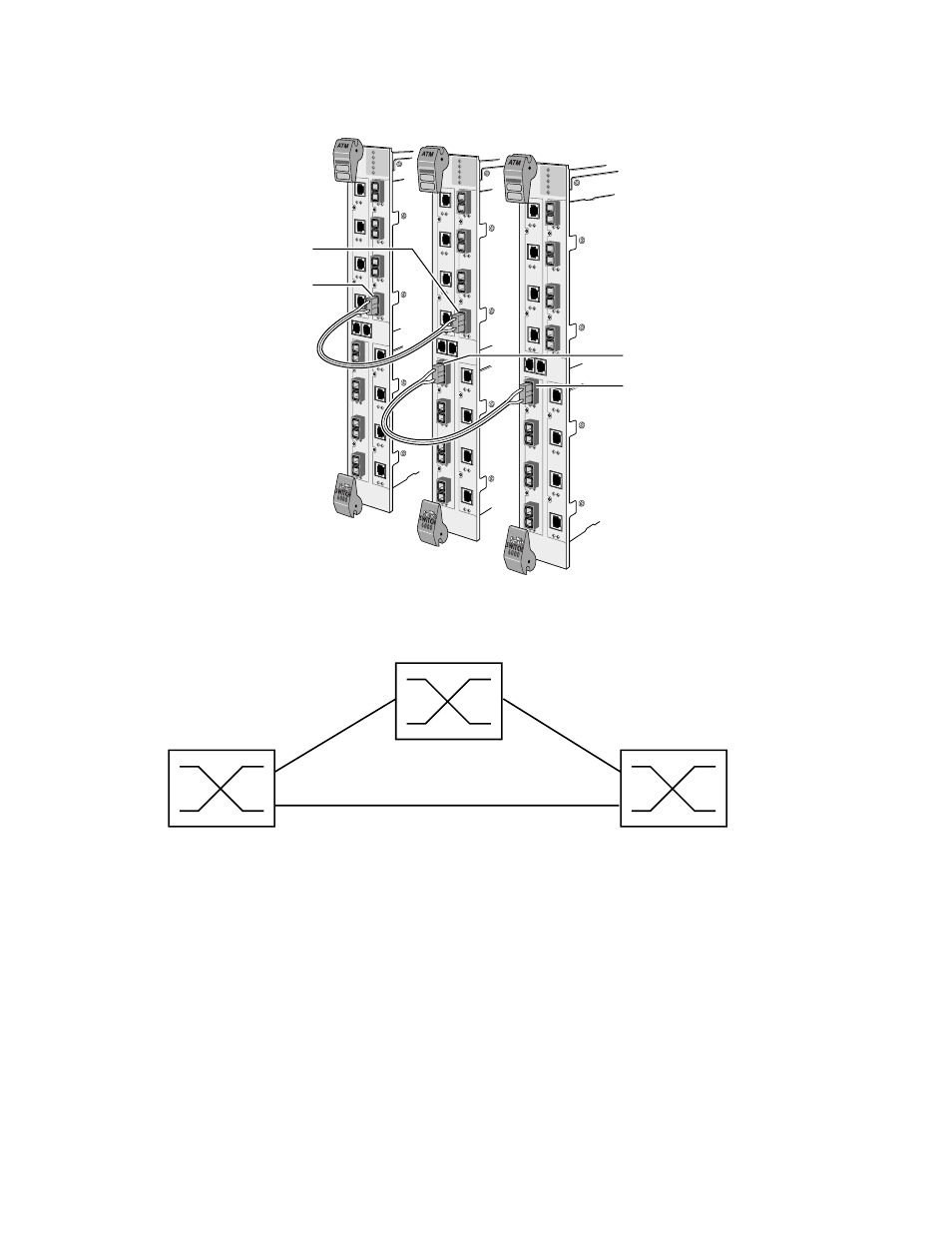 Figure 4-1 iisp routes between multiple switches, Default iisp routes, Iisp routes between multiple switches -6 | Cabletron Systems SmartCell 6A000 User Manual | Page 40 / 102