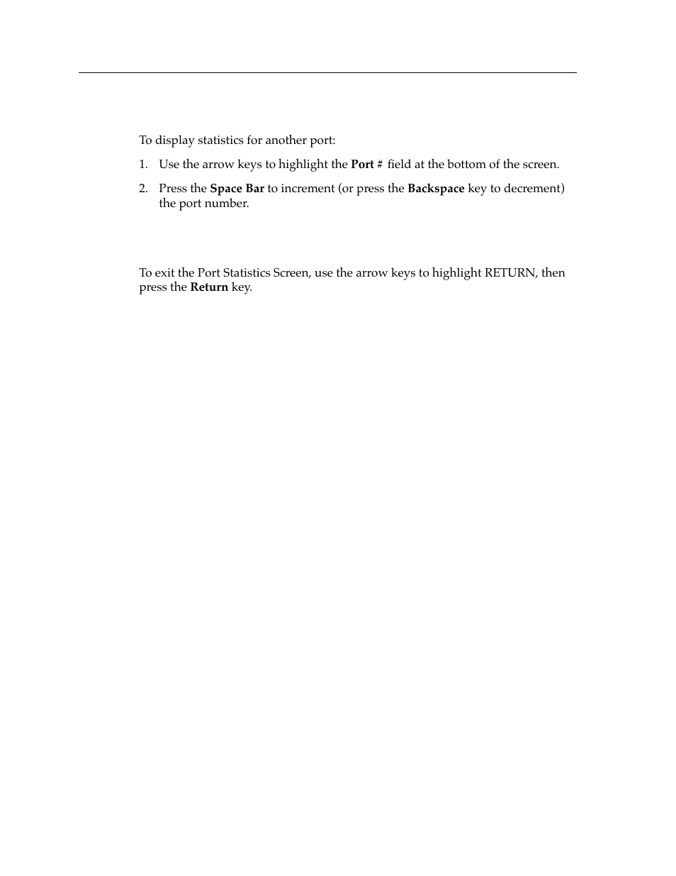 Displaying statistics for another port, Exiting the port statistics screen | Cabletron Systems 9G429-02 User Manual | Page 12 / 12