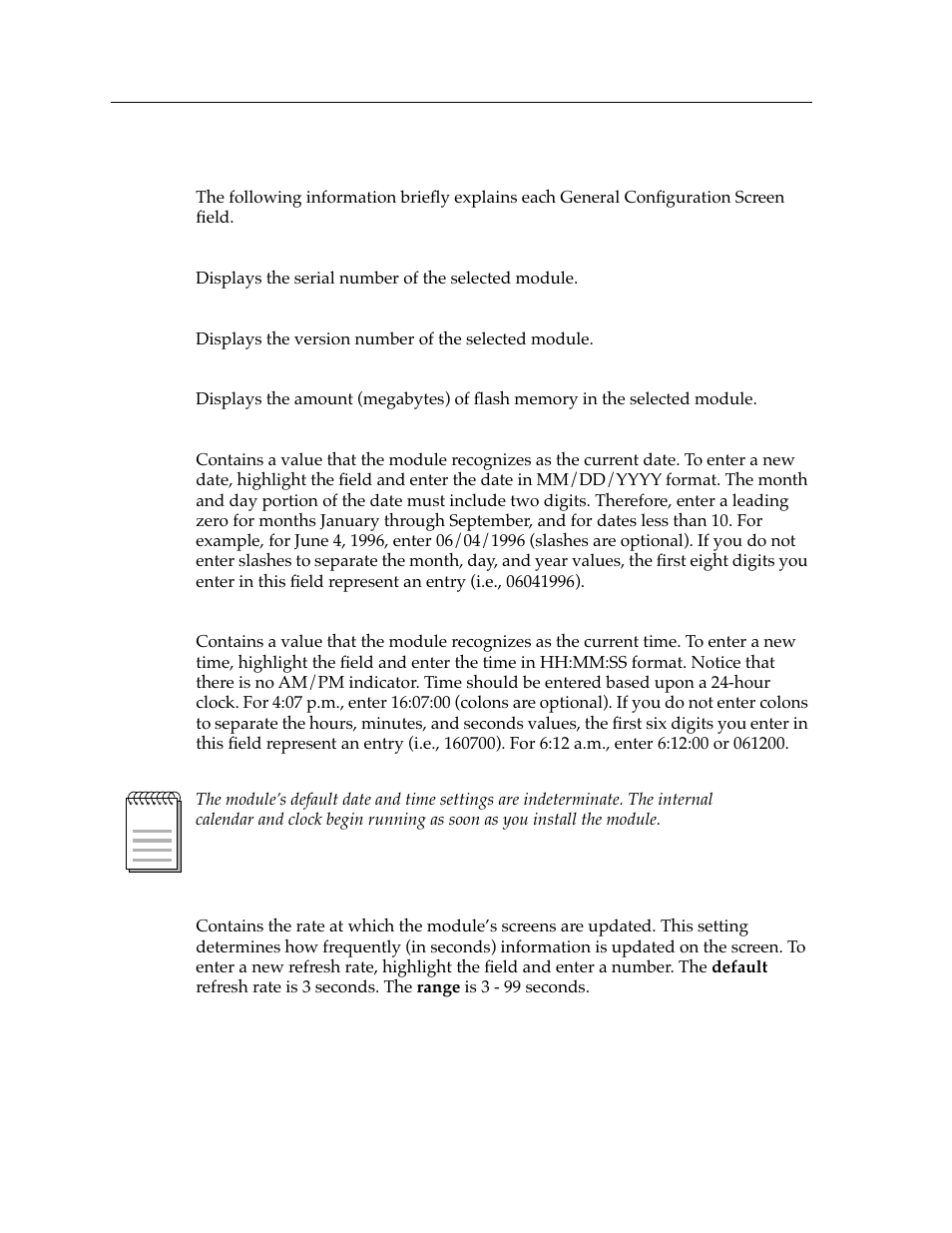 General configuration screen fields | Cabletron Systems 9G429-02 User Manual | Page 6 / 12