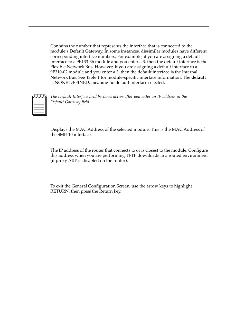 Exiting the general configuration screen | Cabletron Systems 9G429-02 User Manual | Page 8 / 12