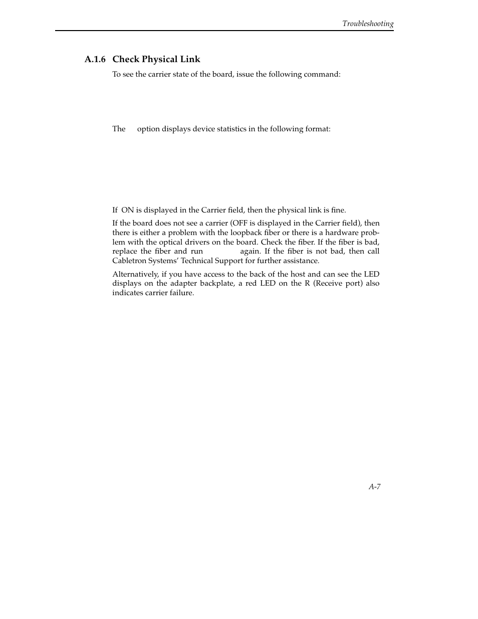 A.1.6 check physical link | Cabletron Systems SFCS-200BX User Manual | Page 103 / 180