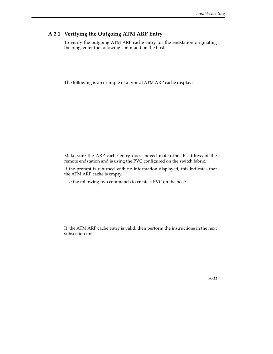 A.2.1 verifying the outgoing atm arp entry | Cabletron Systems SFCS-200BX User Manual | Page 107 / 180