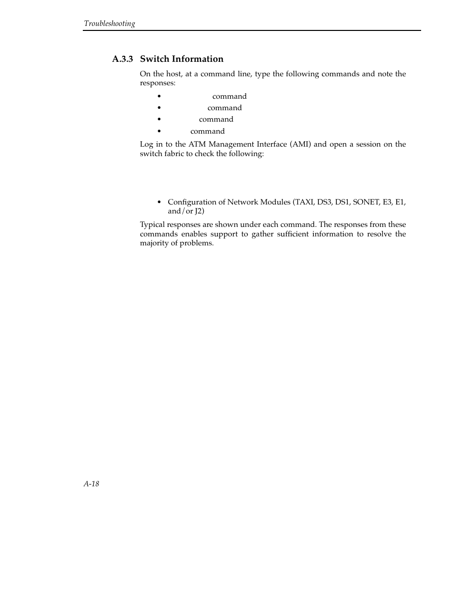 A.3.3 switch information | Cabletron Systems SFCS-200BX User Manual | Page 114 / 180