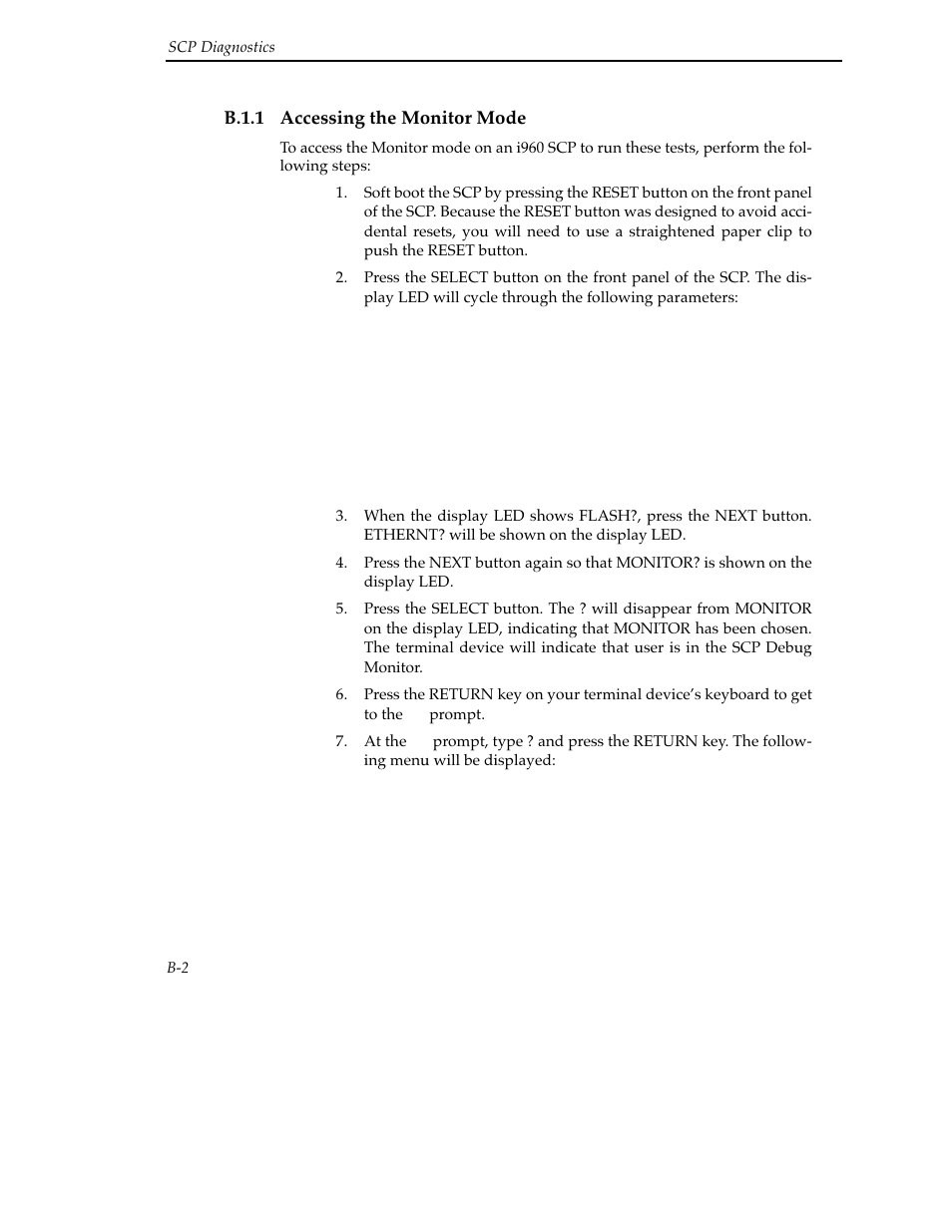 B.1.1 accessing the monitor mode | Cabletron Systems SFCS-200BX User Manual | Page 120 / 180