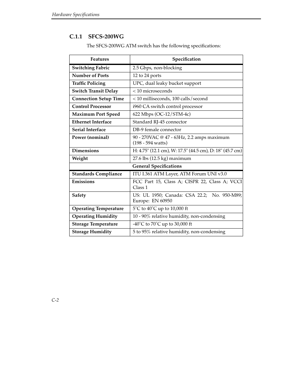 C.1.1 sfcs-200wg | Cabletron Systems SFCS-200BX User Manual | Page 128 / 180