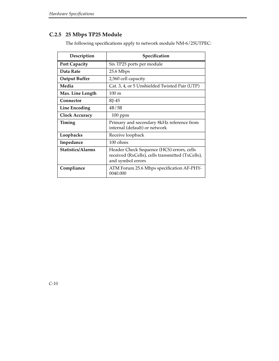 C.2.5 25 mbps tp25 module | Cabletron Systems SFCS-200BX User Manual | Page 136 / 180