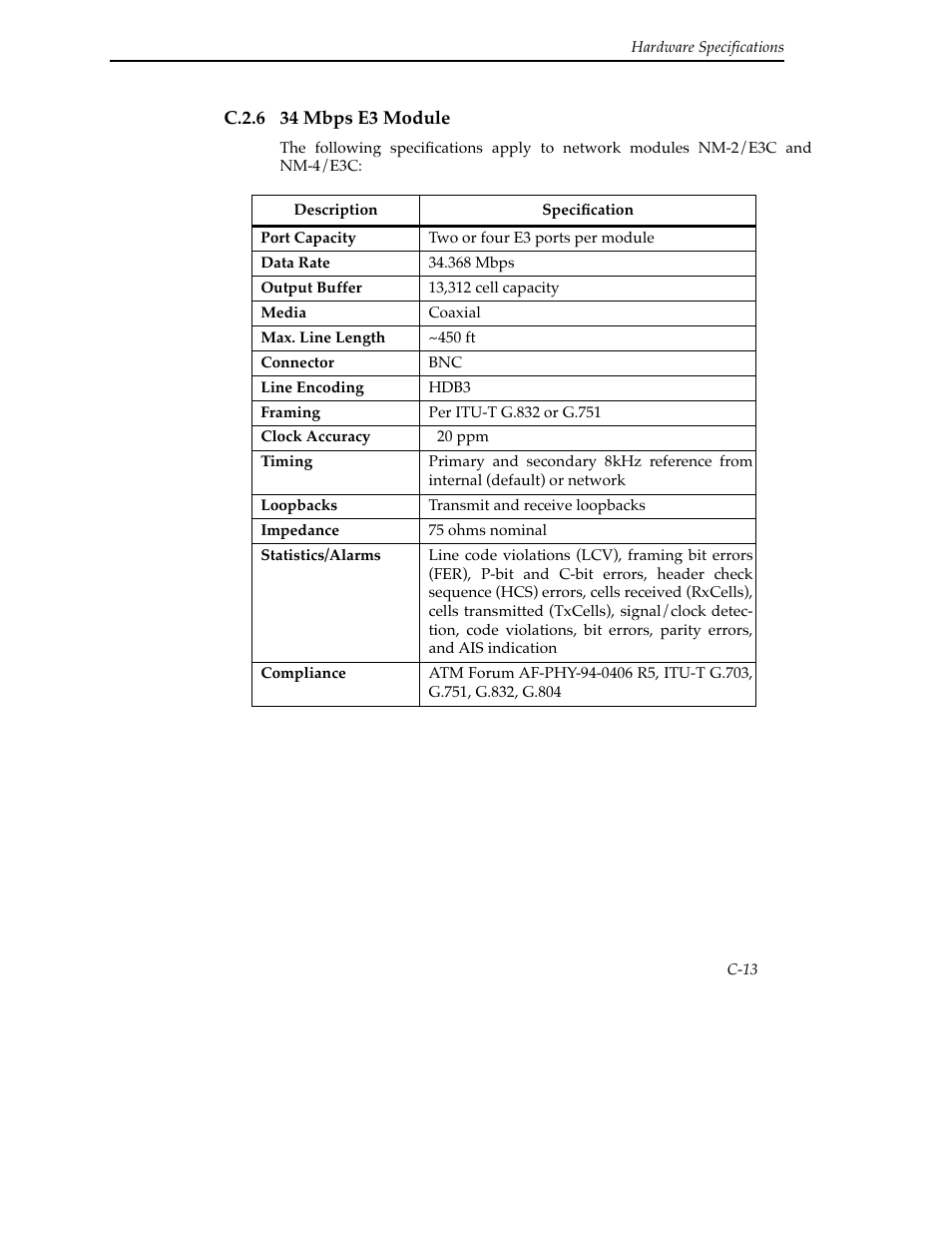 C.2.6 34 mbps e3 module | Cabletron Systems SFCS-200BX User Manual | Page 139 / 180