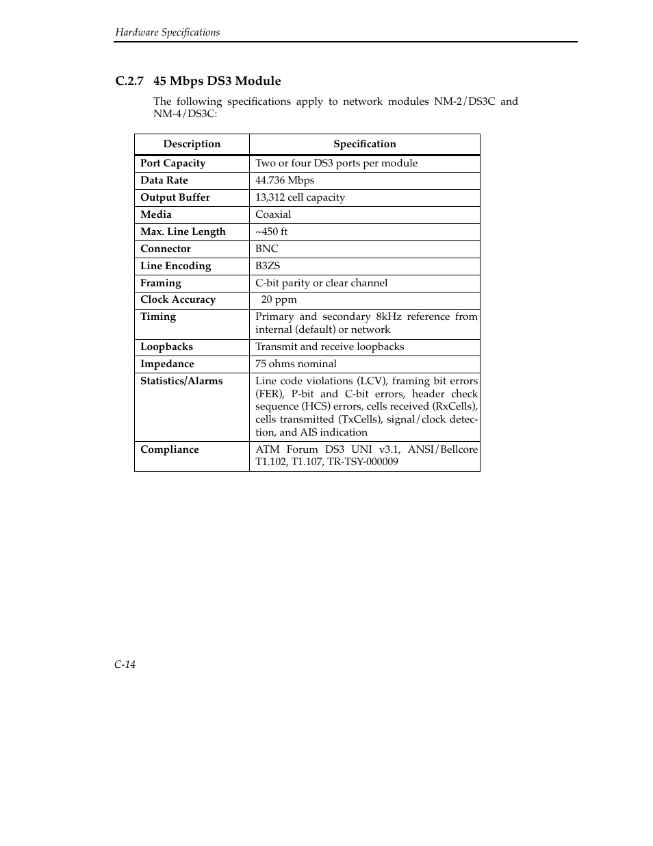 C.2.7 45 mbps ds3 module | Cabletron Systems SFCS-200BX User Manual | Page 140 / 180