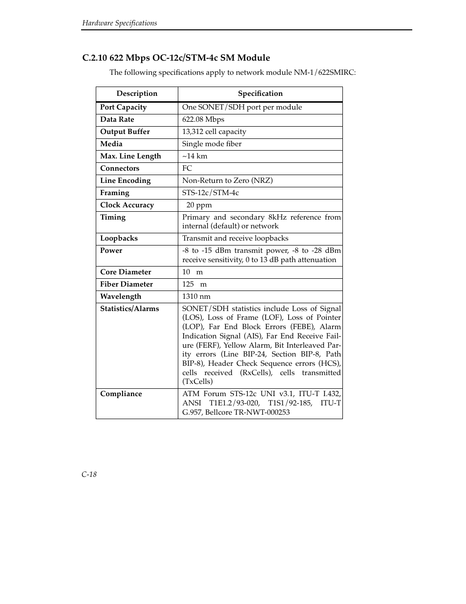 C.2.10 622 mbps oc-12c/stm-4c sm module | Cabletron Systems SFCS-200BX User Manual | Page 144 / 180