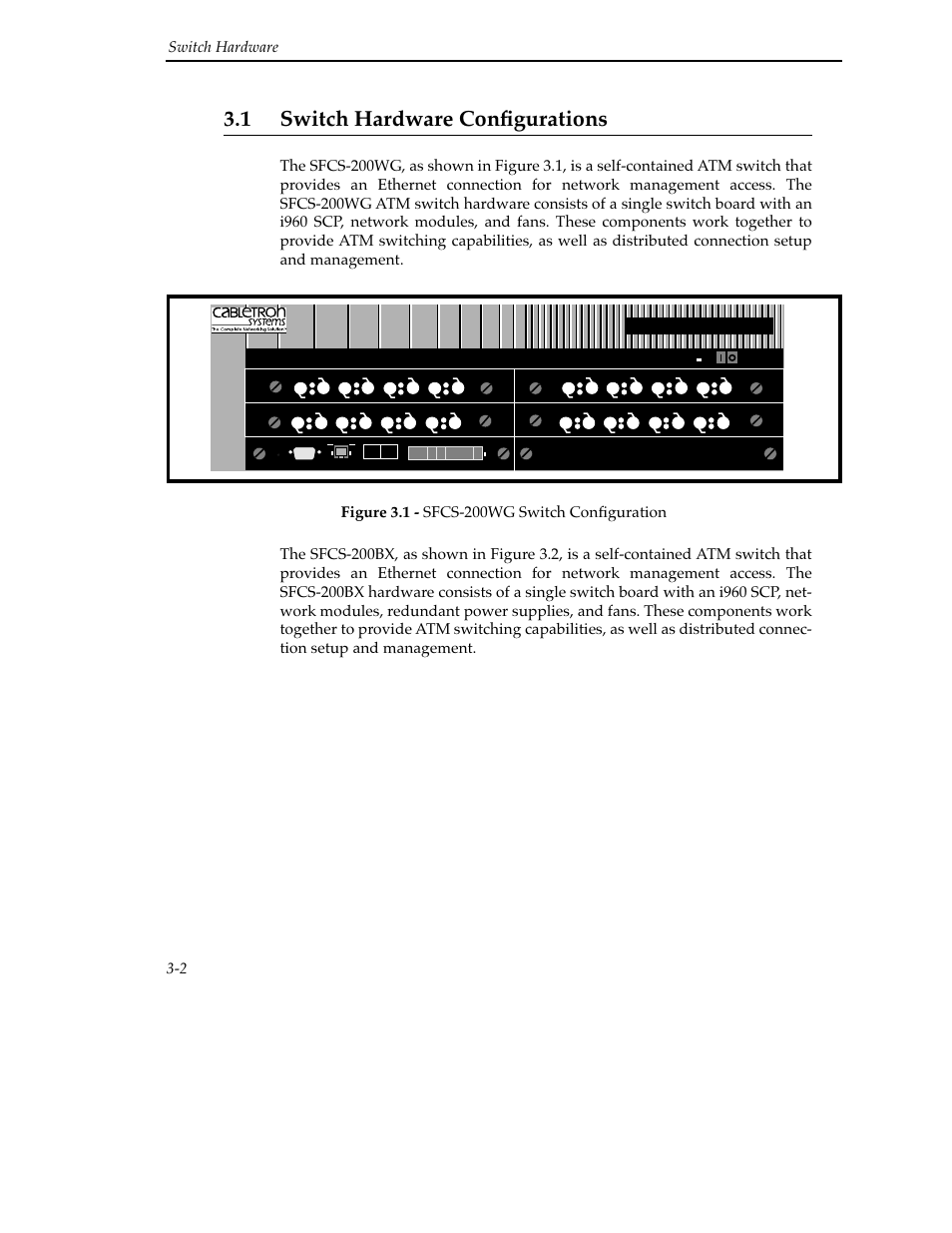 1 switch hardware configurations, 2 switch hardware, Sfcs-200wg | Cabletron Systems SFCS-200BX User Manual | Page 28 / 180