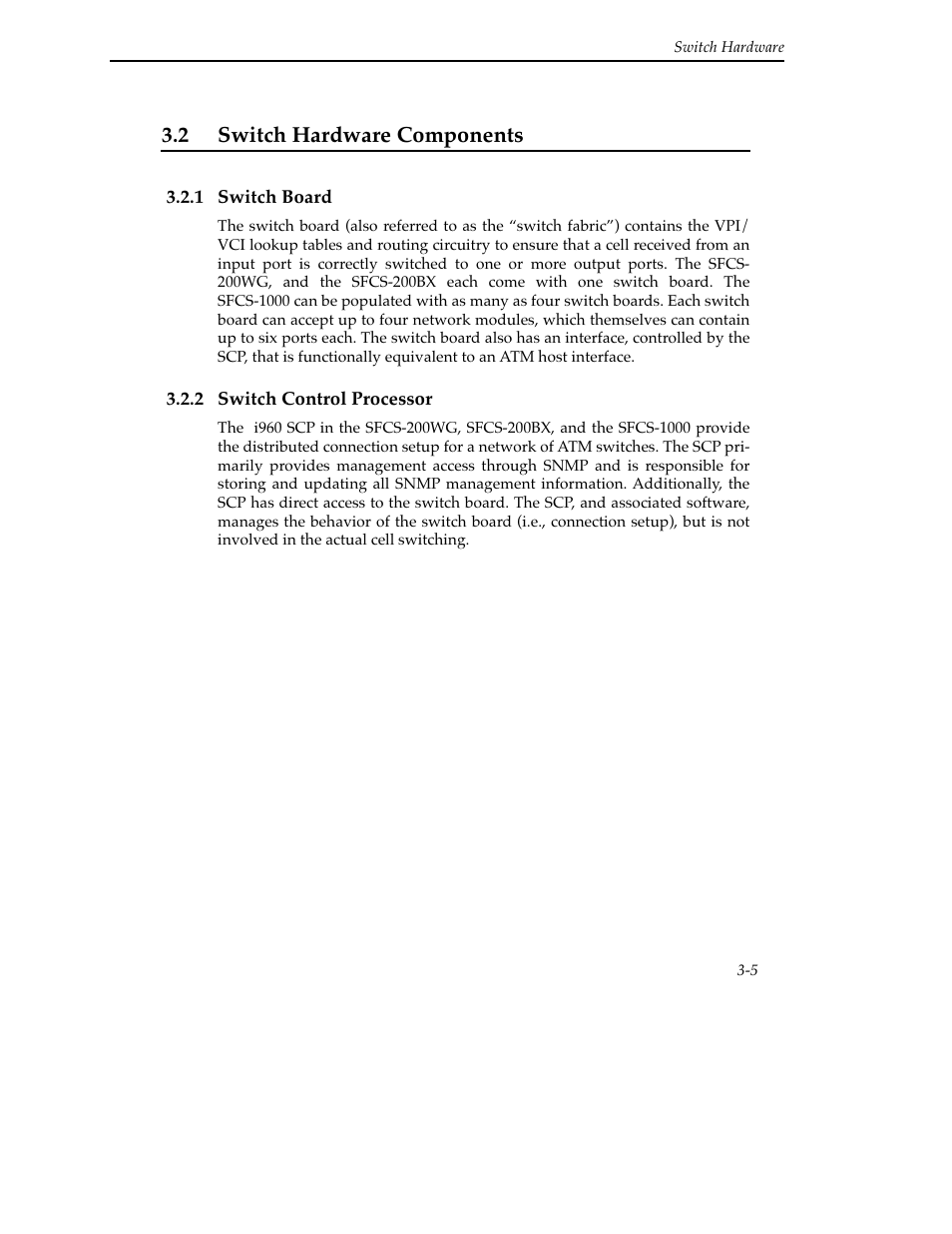 2 switch hardware components, 1 switch board, 2 switch control processor | 2 switch hardware components -5 | Cabletron Systems SFCS-200BX User Manual | Page 31 / 180