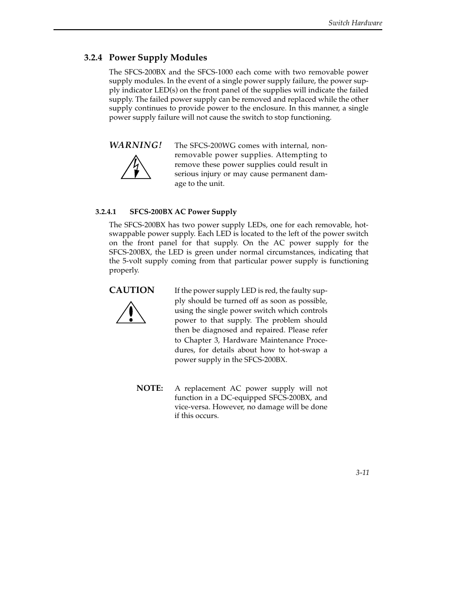 4 power supply modules, 1 sfcs-200bx ac power supply, 4 power supply modules -11 | 1 sfcs-200bx ac power supply -11 | Cabletron Systems SFCS-200BX User Manual | Page 37 / 180
