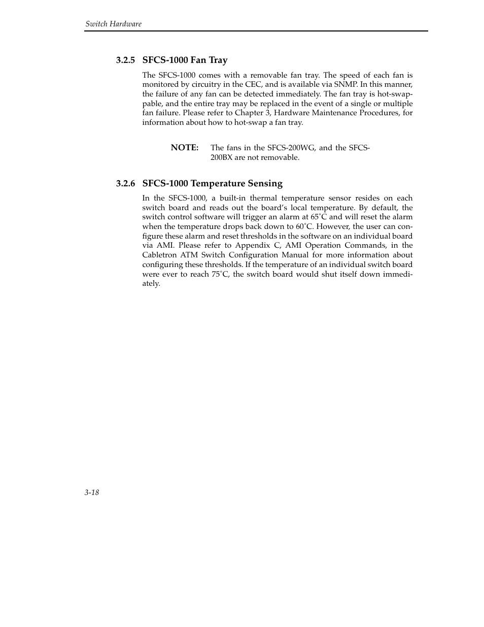 5 sfcs-1000 fan tray, 6 sfcs-1000 temperature sensing | Cabletron Systems SFCS-200BX User Manual | Page 44 / 180