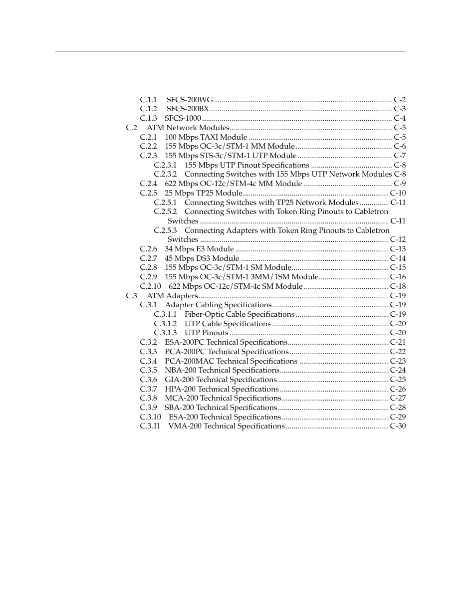 Appendix c hardware specifications | Cabletron Systems SFCS-200BX User Manual | Page 8 / 180