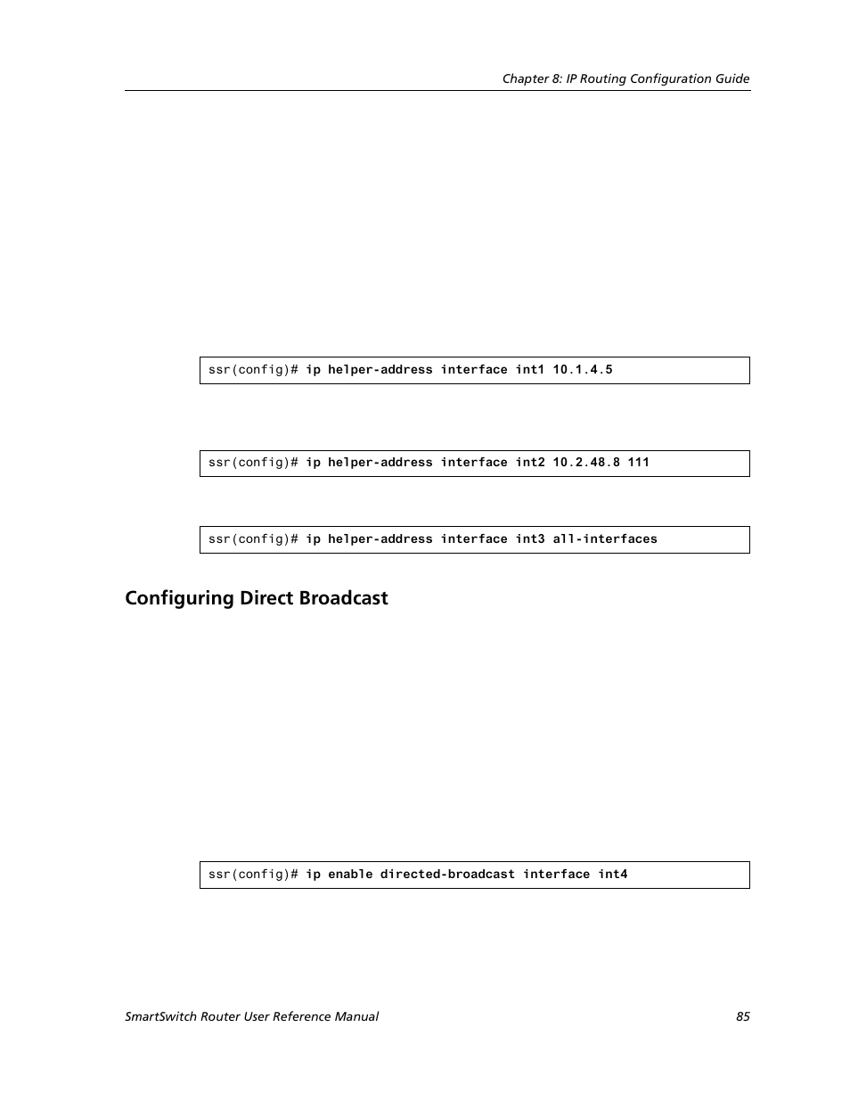 Configuring direct broadcast | Cabletron Systems SMARTSWITCH ROUTER 9032578-05 User Manual | Page 111 / 398
