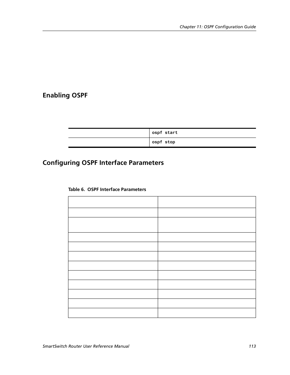 Enabling ospf, Configuring ospf interface parameters | Cabletron Systems SMARTSWITCH ROUTER 9032578-05 User Manual | Page 139 / 398