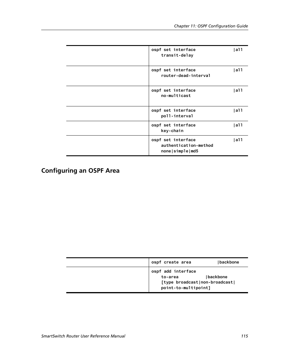 Configuring an ospf area | Cabletron Systems SMARTSWITCH ROUTER 9032578-05 User Manual | Page 141 / 398