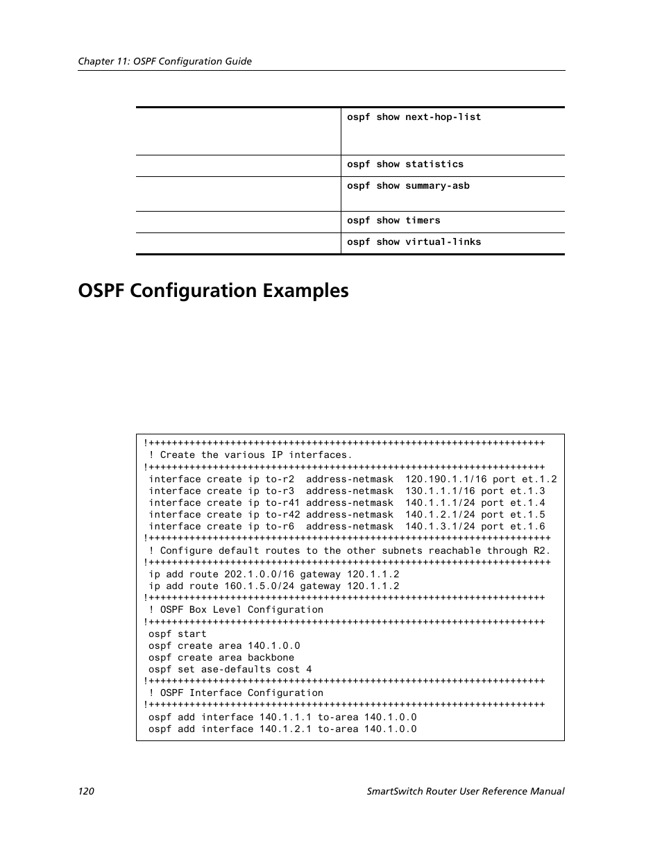 Ospf configuration examples | Cabletron Systems SMARTSWITCH ROUTER 9032578-05 User Manual | Page 146 / 398