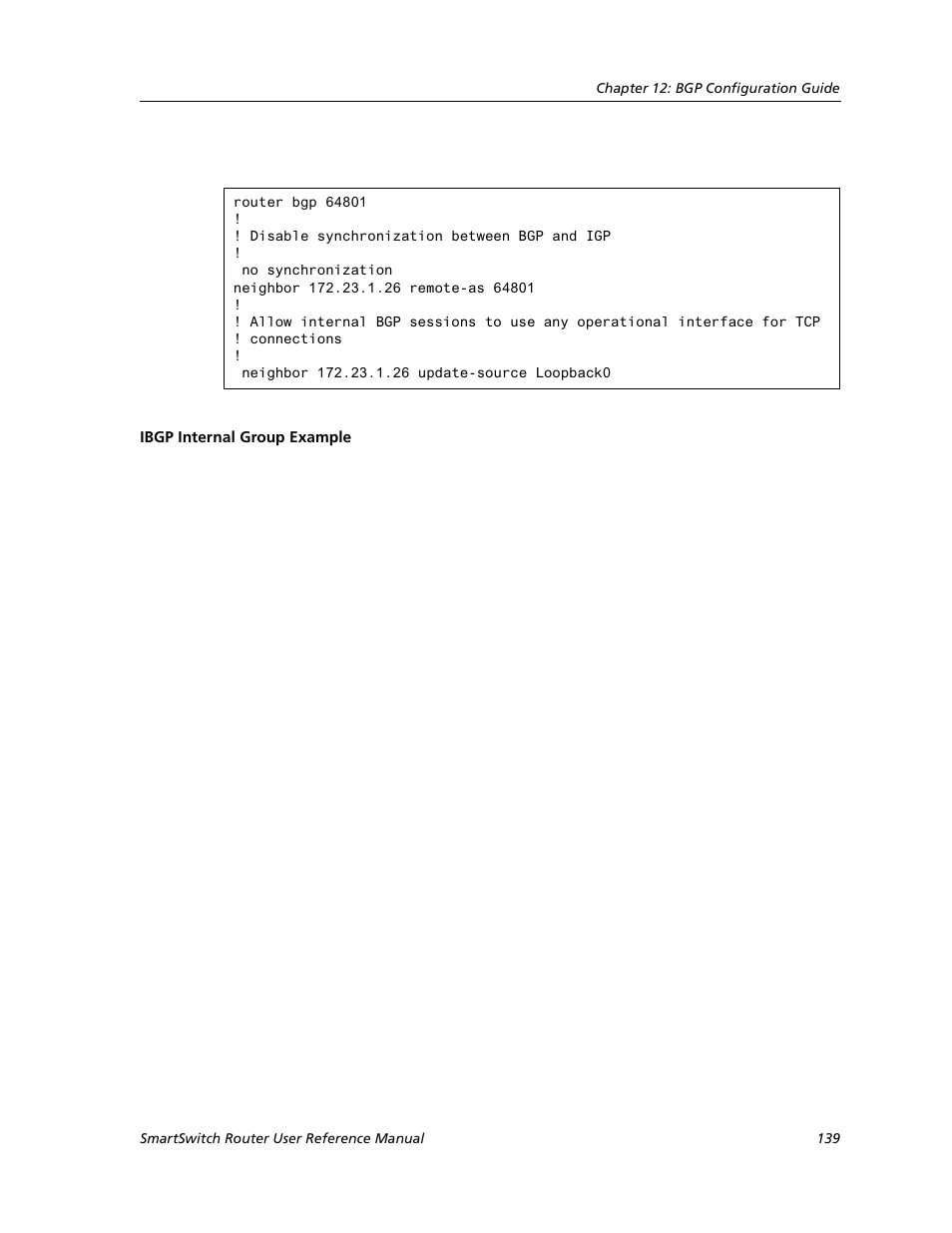 Ibgp internal group example | Cabletron Systems SMARTSWITCH ROUTER 9032578-05 User Manual | Page 165 / 398