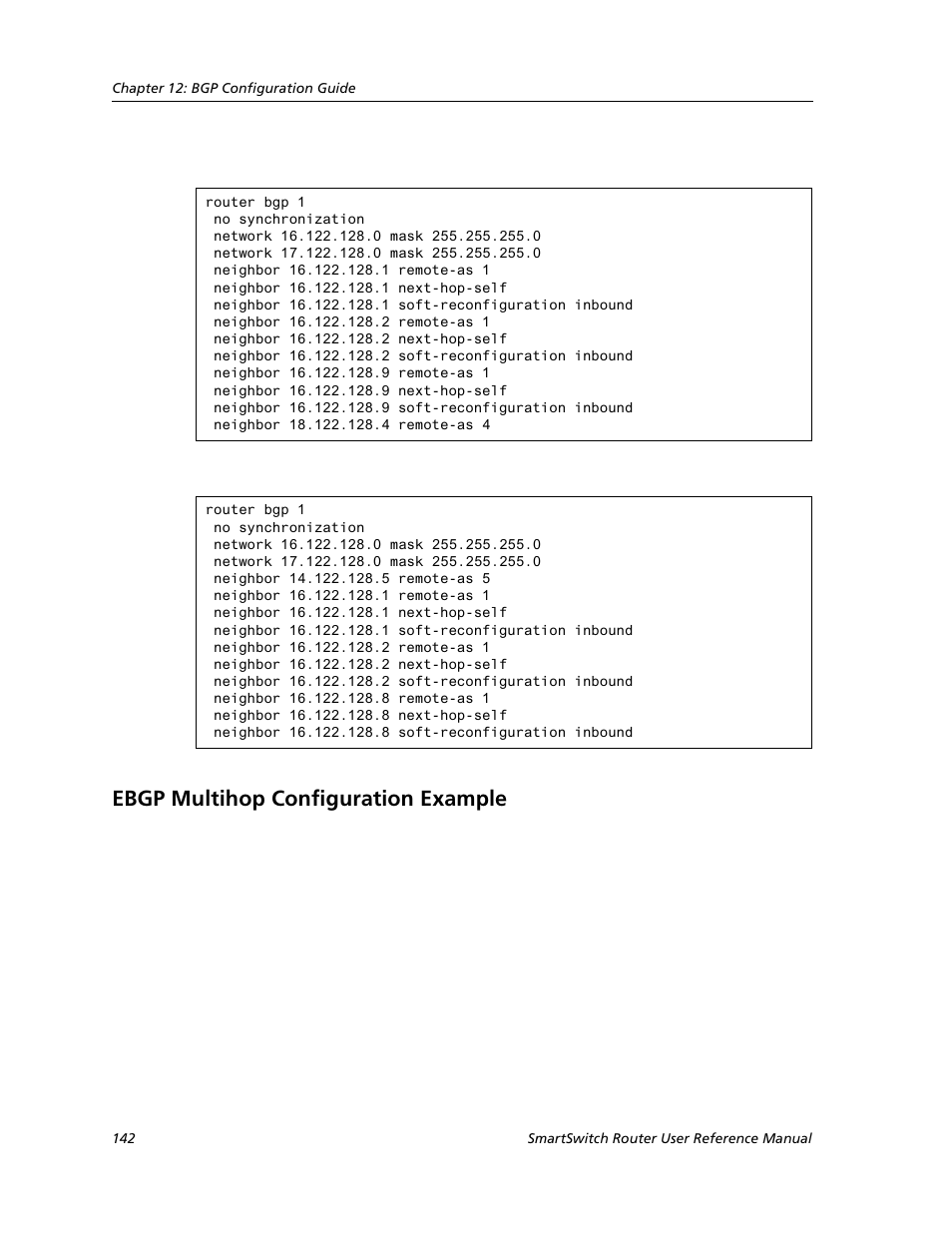 Ebgp multihop configuration example | Cabletron Systems SMARTSWITCH ROUTER 9032578-05 User Manual | Page 168 / 398
